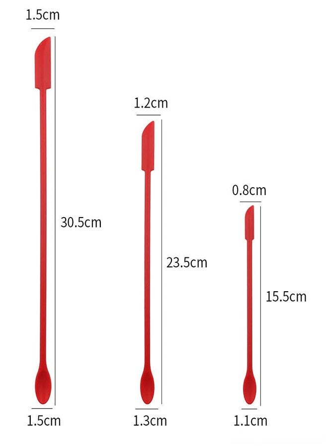 TGOPIT مجموعة ملاعق سيليكون مزدوجة الرأس من TGOPIT، مكشطة صغيرة للبرطمانات، ملعقة سيليكون صغيرة للمكياج، ملعقة صغيرة لتقليب اللوشن، استخراج آخر قطرة من زجاجات الطعام ومنتجات التجميل، 3 قطع (أحمر) - Image 2